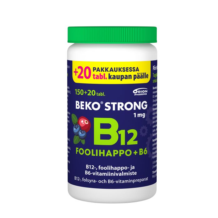 Beko Strong B12+foolihappo+B6 mustikka-karpalo 170 purutabl kuva 3