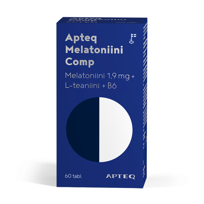 Apteq Melatoniini Comp 1,9 mg 60 tablettia kuva 2