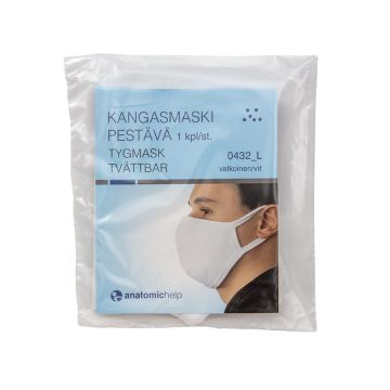 Kangasmaski, pestävä L valkoinen 100 % puuvilla 1 kpl