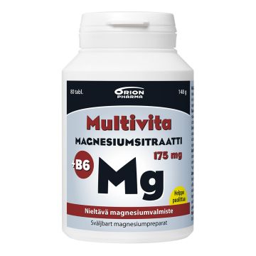 Multivita Magnesiumsitraatti + B6 175 mg nieltävä tabletti 80 kpl